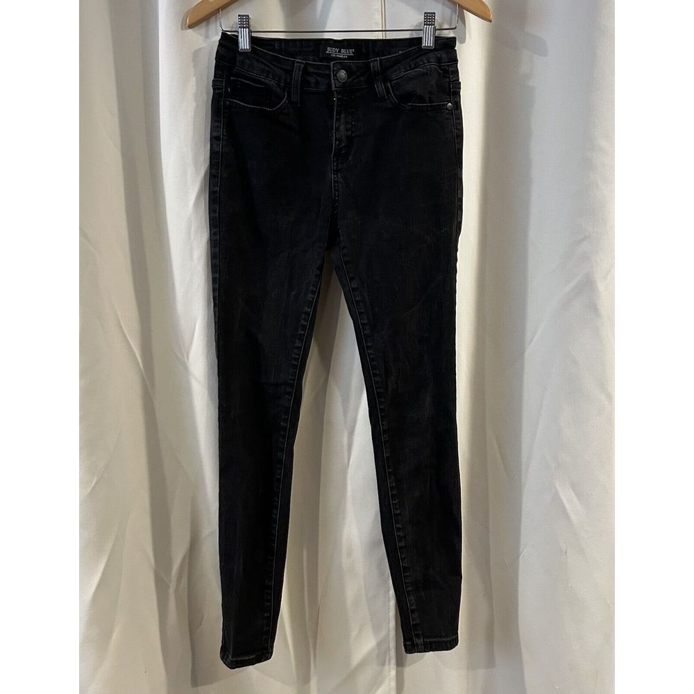 Judy Blue Skinny Fit Jeans 7/28 Black Faded Stretch Mid Rise Denim
